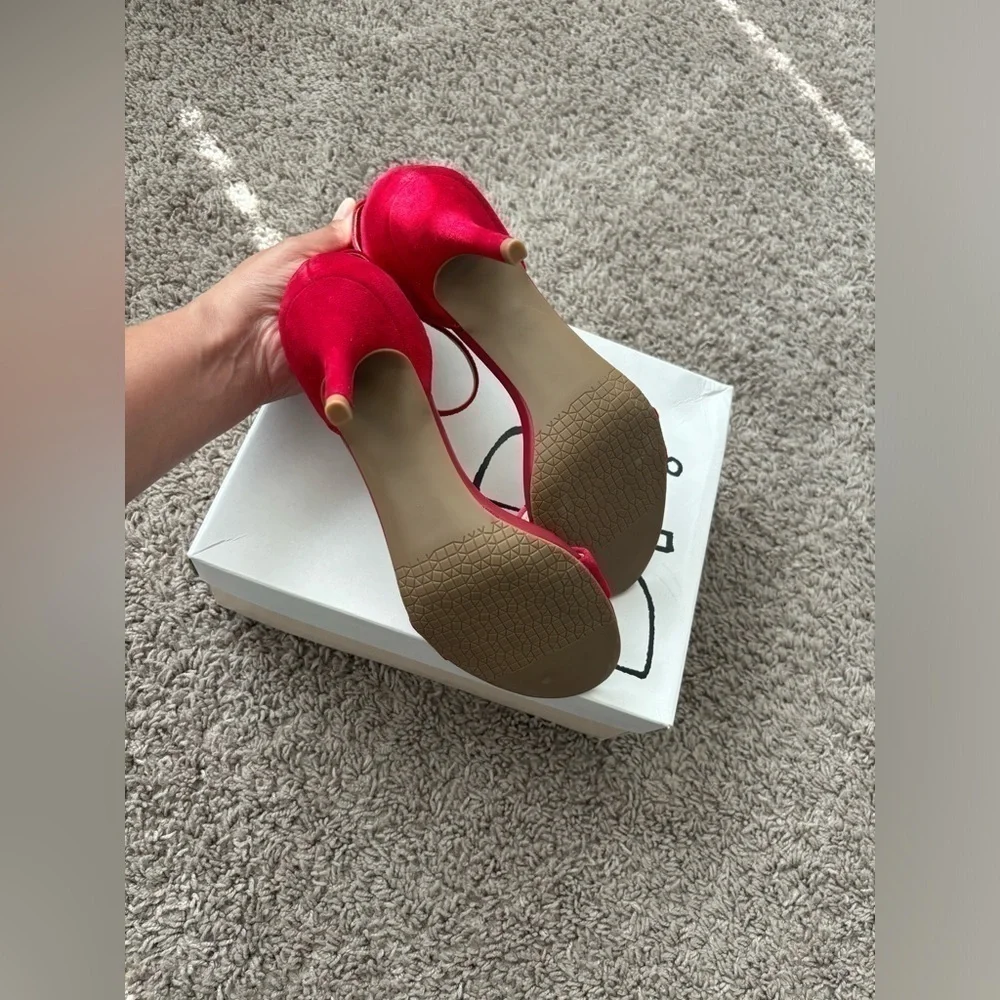 New BP. Red Suede Ankle Strap Heels Size 8